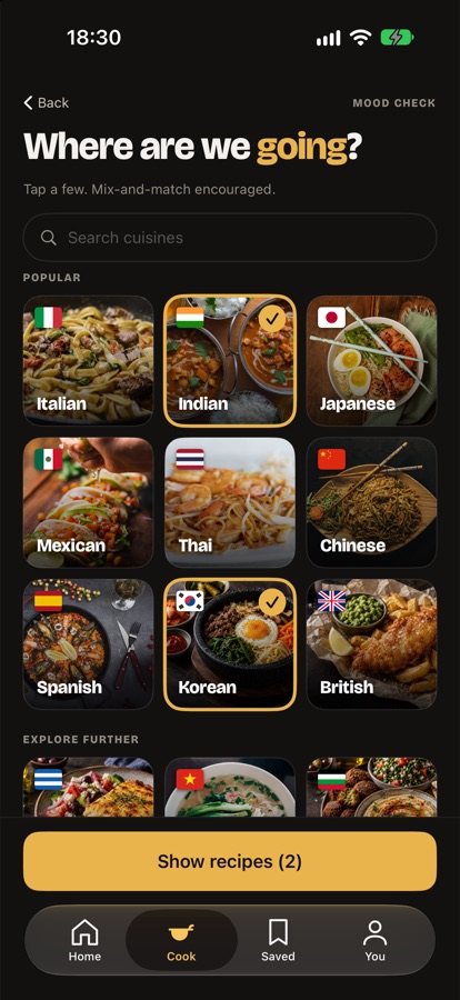 Cuisine picker